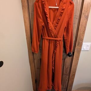 Simple Terracotta Wrap Dress